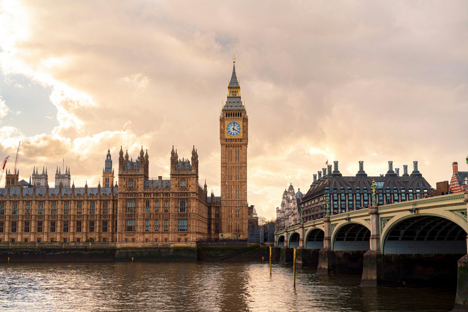 Houses of Parliament, Big Ben and Westminster Bridge, London